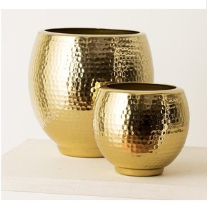 Wholesale Supplies Hammered Design Metal Flower <b>Planter</b> Factory Customized <b>Gold</b> Finished Handmade Floor <b>Planter</b> - Product Image 4