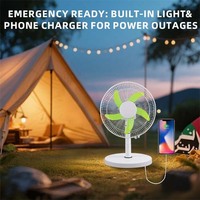 Ventilateur de table multifonctionnel 2 en 1 AC DC Solar Rechargeable avec LED OSCILLANT Vitesse du vent réglable pour la maison et l'extérieur