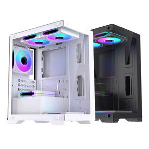Lovingcool Venta caliente Negro Blanco Vidrio templado MATX Gaming Pc <span class=keywords><strong>Case</strong></span> <span class=keywords><strong>Computer</strong></span> <span class=keywords><strong>Case</strong></span> Mid Tower Micro Gaming Cabinet Gamer Chasis - Product Image 1
