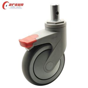 Roulettes médicales silencieuses de 5 pouces en TPR/Nylon avec frein à blocage total et roulement à billes pour équipements et instruments hospitaliers, support OEM - Product Image 3
