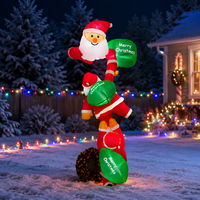 Aufblasbarer Weihnachtsmann auf Zuckerstange mit LED-Beleuchtung für Garten und Hof als Feiertagsdekoration