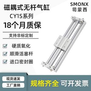 กระบอกสูบไร้ก้านแบบแอคชั่นคู่ CY1S พร้อมข้อต่อแม่เหล็ก ระยะชักยาว 63 มม. ขนาดลูกสูบมีให้เลือก 10/15/20/25/32/40-100*200 500 600 - Product Image 4