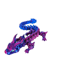 Modèle de jouet de dragon à grandes cornes imprimé en 3D en PLA unisexe, animaux créatifs uniques, dinosaures, ornement, yeux mobiles, articulations pour 7 à 12 mois
