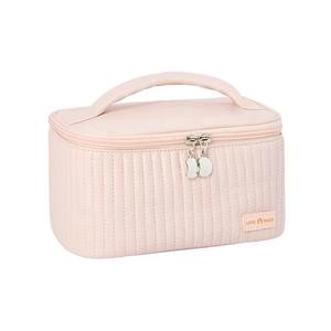 Sacs de maquillage en cuir PU en gros pour femmes, trousses de toilette de voyage mignonnes, sacs portables de couleur unie, boîtes organisatrices, nécessaires cosmétiques - Product Image 4