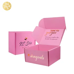 Custom Different Sizes Available Printed Corrugated Shipping Box Rectangle Rigid Structure Pink Kraft Paper Mailer Boxes