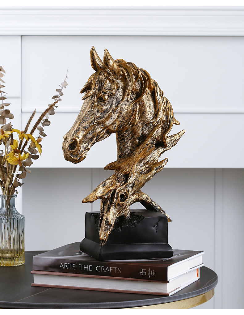 Hot selling retro home living room decoration art crafts horse head sculpture