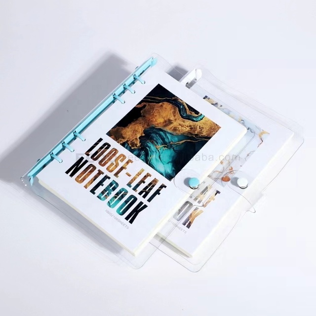 New White Clear Pvc Soft Cover Customised Wholesale Refillable Loose Leaf Journal 6 Ring Binder Gold A5 Notebook With Divider