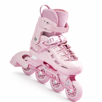 Patins à roulettes pour enfants OEM, réglables, avec roues lumineuses, rose, pour filles