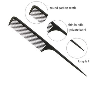 Peine de cola larga para peluquería, accesorio profesional de fibra de carbono resistente al calor con logotipo personalizado - Product Image 3