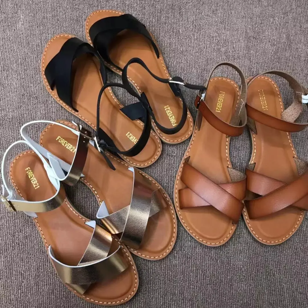 2020 Leak-Toe Flat Roman Sandals ForベルトファスナーWomen Plus Size Outdoor Casual Sandals