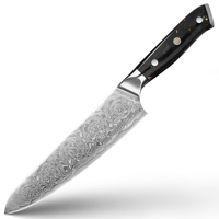 Couteau de chef Angele 8 pouces, éco-responsable, ambidextre, en acier Damas japonais à haute teneur en carbone, manche en résine de platine, pour la cuisine