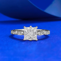S925 argent bijoux fins 6*6mm blanc princesse coupe européenne américaine à la mode quotidienne mode carré anneau cadeau parfait pour coeur