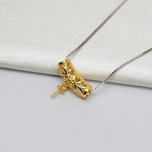 จี้เงินแท้ S925 แบบกลวง รุ่น Wenchi พร้อมเชือกหนังขนาด 10 มม. สำหรับทำสร้อยคอแบบ DIY พร้อมที่ใส่ไข่มุก - Product Image 4