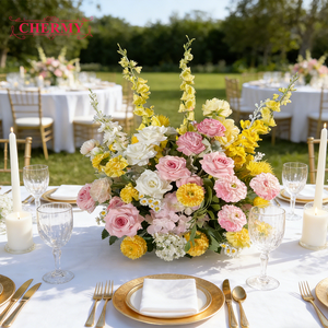 Centre <span class=keywords><strong>de</strong></span> table élégant en fleurs artificielles blanches et roses pour <span class=keywords><strong>mariage</strong></span>, <span class=keywords><strong>décoration</strong></span> <span class=keywords><strong>de</strong></span> table extérieure - Product Image 4