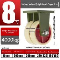 Roulettes industrielles super robustes à double roue pivotante avec frein en acier et nylon pour conteneurs maritimes de 8, 10 et 12 pouces, capacité de charge de 3 à 5 tonnes