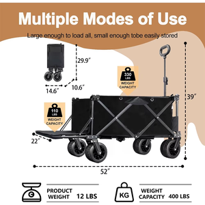 Wagon utilitaire pliable Wagon pliant pique-nique aventure avec ouverture de la couverture arrière - Product Image 2