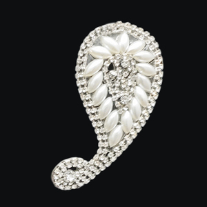 Patch en strass motif cachemire blanc nacré pour vêtements et vestes de style rétro, <span class=keywords><strong>applique</strong></span> en strass vintage faite à la main pour le bricolage - Product Image 4