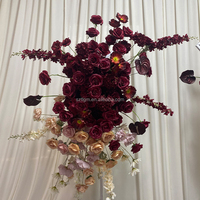 Décor floral artificiel bicolore bordeaux et rose champagne pour mariage, fournitures de décoration de fête, toile de fond pour cérémonie de demande en mariage
