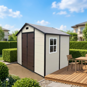 <strong>8</strong> <strong>X</strong> 6 FT Outdoor Storage <strong>Shed</strong>, All-Weather Plastic Garden <strong>Shed</strong> with Floor, Lockable Doors &amp; Windows, DIY Plastic Tool <strong>Shed</strong> - Product Image 1