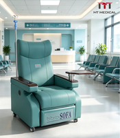 Sofá de Infusión de Cuero PU Anticorrosión para Hospital MT con Soporte Intravenoso Telescópico y Portavasos Circular