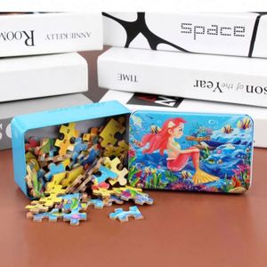 Cartoon Girl Boy Toddler Game Jigsaw Paper <b>Puzzles</b> 60Pcs Metal Tin <b>Box</b> <b>Puzzle</b> for Kids - Product Image 5