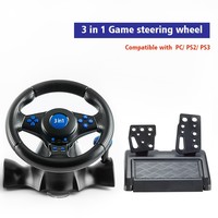 Volante de Carreras con Puerto USB y Pedales con Vibración para P2/P3/PC y Accesorios de Juego con Doble Interfaz P2