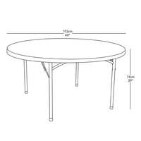 Table ronde pliable de 5 pieds en plastique moulé par soufflage, 10 places, empilable, pour usage commercial et événements