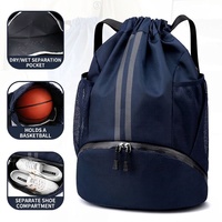 Sac à dos pliable personnalisé en polyester avec cordon de serrage, grande taille pour enfants, poches en filet pour bouteille d'eau, sacs de sport et de natation