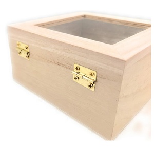 Bricolaje para manualidades y fiesta de cumpleaños Favor 10 pc Set Caja de artesanía de madera sin terminar con ventana - Product Image 2