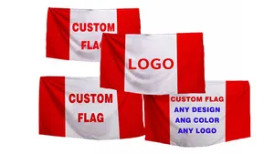 "Premium doppelschichtig: 3 × 5 Zoll verzierte Flagge mit individuellem Logo"