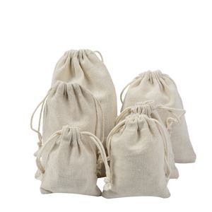 Sac <span class=keywords><strong>de</strong></span> rangement en coton lin blanc, sac à cordon, pochette en Jute, petit cadeau <span class=keywords><strong>de</strong></span> noël, pochette à cordon coulissant - Product Image 2
