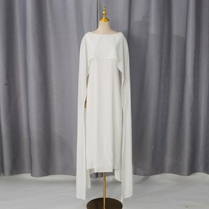 Ensemble Abaya Islamique Femme en Satin, Robe Longue Vintage Printemps Modeste avec Cape, Col en V, Sans Manches, Ceinture Ajustable, Coupe A-Line Naturelle - Vente en Gros - Product Image 2