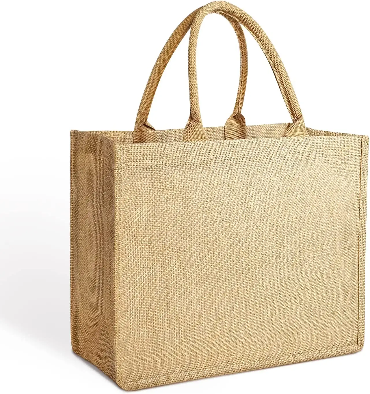 الخيش الجوت حمل أكياس قابلة لإعادة الاستخدام القطن حقيبة تسوق للبقالة مع مقابض