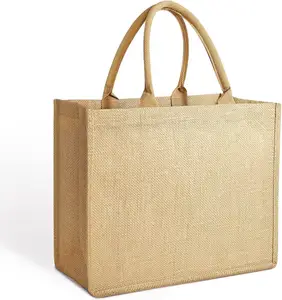 Burlap Jute Tote Bags Reusable Cotton Shopping Grocery Bag With Handles