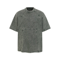 Kaos Pria Trendy Musim Panas Bahan Katun Murni Bernapas, Model Longgar Kasual, Kerah O-Neck, Lengan Pendek, Efek Distressed Waste Land Washed