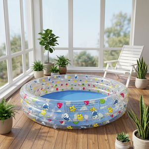 Piscine de jeu à structure à 3 niveaux Deep Dive avec vinyle robuste et PVC écologique, design transparent vie marine, bateau de piscine - Product Image 3