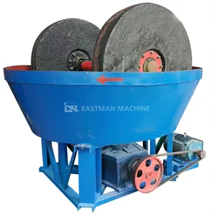 Double Wheel Grinder 1200 Stone Grinding Machine Gold Extraction Wet Pan Mill For Sale
