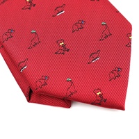 Chine vente en gros Vintage cravate Polyester tissé Triceratops Mésozoïque ère Animal dinosaure rouge personnalisé cou cravates homme Design pour hommes