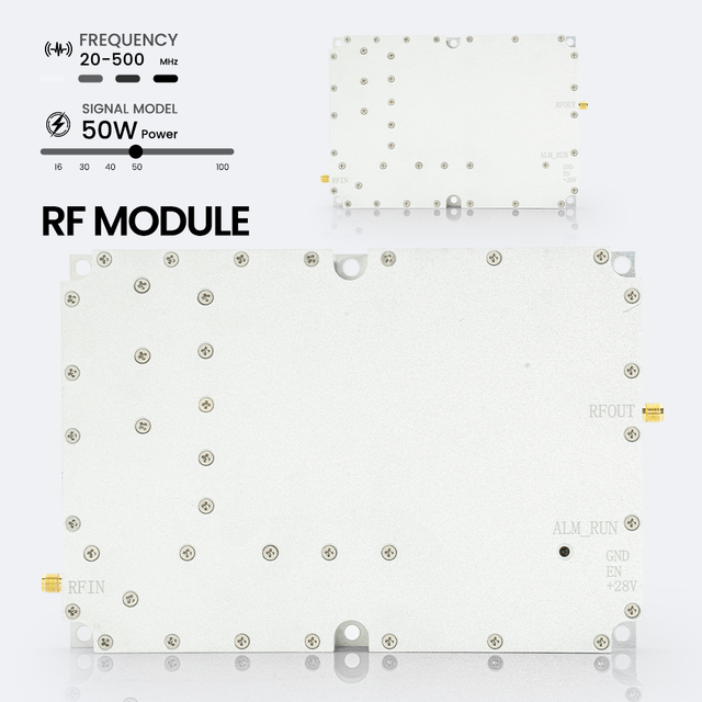 RF Module Anti-drone Module 50W 20-500MHz Wideband Amplifier Anti UAV RF Transmission Analyzer Seaport Harbor Facility Security