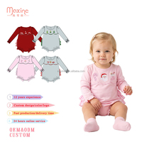 Baby Bubble Roter Langarm-Strampler für Mädchen Festlicher Säuglings-Einteiler Weihnachts-Baby-Mädchen-Strampler