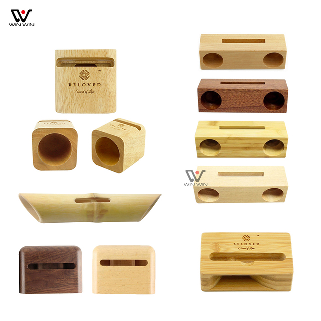 2025 Newest Design Bamboo Cherry Wood Phone Amplifier Speaker for iPhone for Samsung