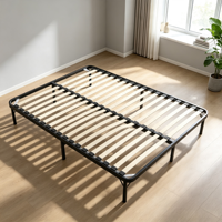 Sommier de lit en métal avec lattes en bois courbées en diagonale, sommier à lattes robuste pour hôtel, appartement, chambre à coucher