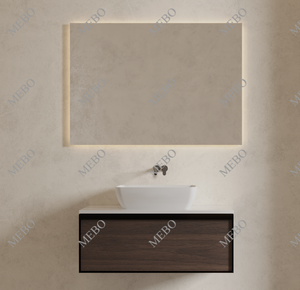 Mueble de Baño Moderno Flotante <span class=keywords><strong>MEBO</strong></span>, Gabinete con Cajones con Acabado en Madera, Espejo LED Retroiluminado, Muebles de Baño - Product Image 1