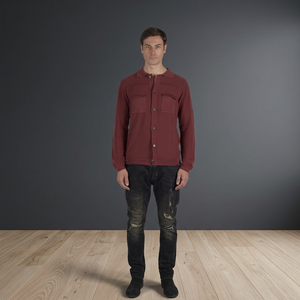 Chemise à manches longues pour homme de haute qualité, écologique, motif uni, style décontracté, poches frontales, best-seller, tricoté teint en fil GITEX - Product Image 3