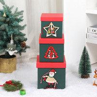 Kotak Hadiah Kejutan Natal dengan Kemasan Tutup dan Alas Berbentuk Manusia Salju dan Rusa Kutub 3D, Kotak Persegi Karton Putih