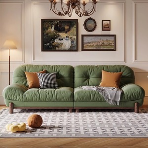Piccola unità fila diritta crema nuvola nordica retrò tessuto verde scuro divano italiano minimalista in <span class=keywords><strong>legno</strong></span> <span class=keywords><strong>massello</strong></span> divano <span class=keywords><strong>soggiorno</strong></span> - Product Image 1
