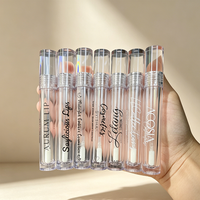 Offre Spéciale – Contenant Cosmétique Cylindrique en Plastique de 7,8 ml avec Bouchon à Vis, Pinceau, Transparent Rose Rouge, Logo Personnalisé, Marque Privée, Estampage Or
