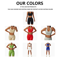 Ensemble de yoga sans couture pour femme : Soutien-gorge de sport à bretelles et short taille haute pour fitness et course à pied, haute élasticité