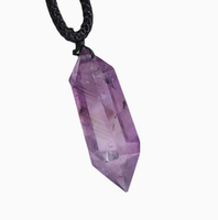 Vente en gros de colliers classiques avec pendentif hexagonal en quartz rose et chaîne à maillons en améthyste, en pierres naturelles de guérison