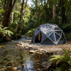 Tenda a Cupola Glamping Quattro Stagioni per 8 Persone, Portatile, Impermeabile, in Oxford, da Campeggio, Antivento, Spaziosa, a Forma di Sfera Ottagonale - Product Image 5